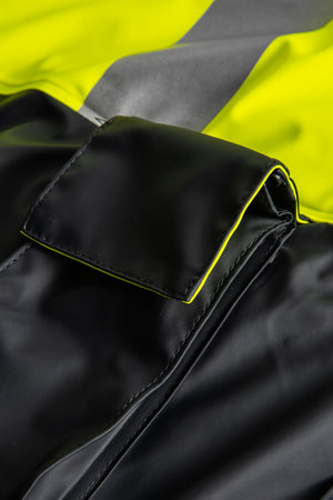 Hi-Vis vinterkedeldragt i PU kvalitet med quiltet foer - Saturn Gul / Navy