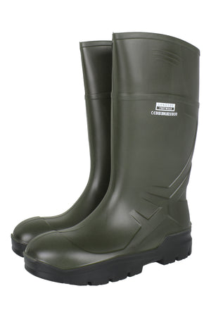 Lette, holdbare og behagelige sikkerheds støvler i PU kvalitet - Grøn / Sort