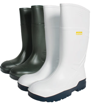 Lette, holdbare og behagelige sikkerheds støvler i PU kvalitet - Grøn / Sort