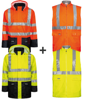 Hi-Vis vinterjakke i PU kvalitet - Saturn Gul / Navy