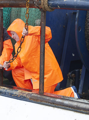Regnjakke i ekstra kraftig PVC kvalitet - Hi-Vis Orange