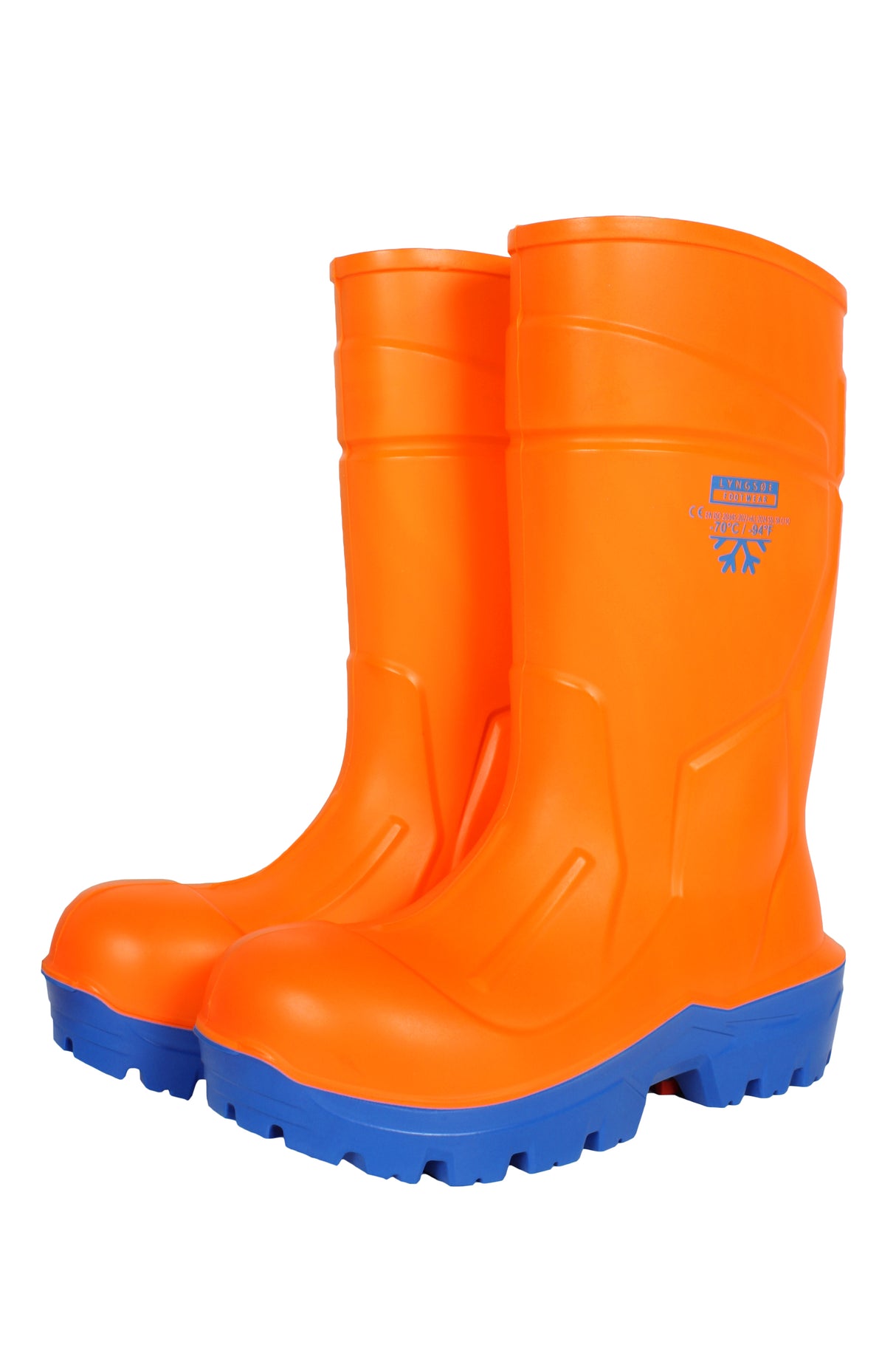 Lette, holdbare og behagelige termo sikkerheds støvler i PU kvalitet - Hi-Vis Orange / Royal Blå