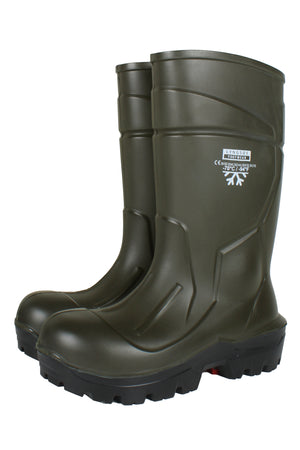 Lette, holdbare og behagelige termo sikkerheds støvler i PU kvalitet - Grøn / Sort
