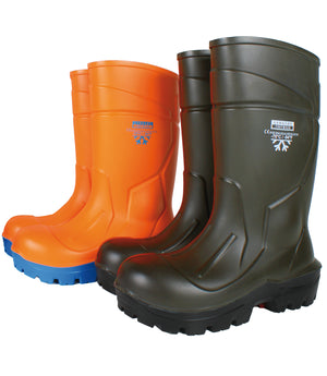 Lette, holdbare og behagelige termo sikkerheds støvler i PU kvalitet - Grøn / Sort