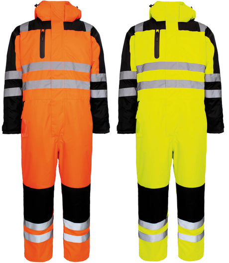 Hi-Vis vinterkedeldragt i kraftig polyester kvalitet med quiltet foer - Saturn Gul / Sort