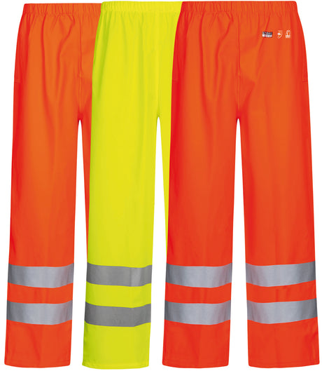 Hi-Vis regnbukser i PU kvalitet - Hi-Vis Rød