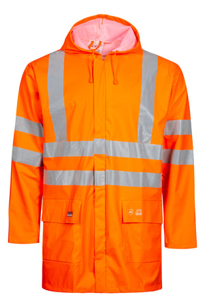 Hi-Vis regnjakke i PU kvalitet - Hi-Vis Orange