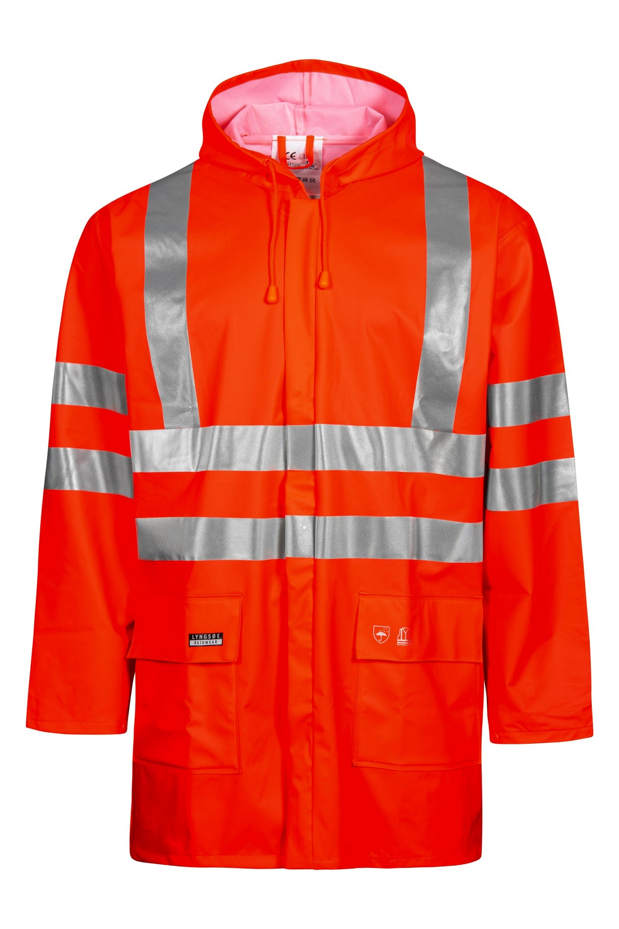 Hi-Vis regnjakke i PU kvalitet - Hi-Vis Rød
