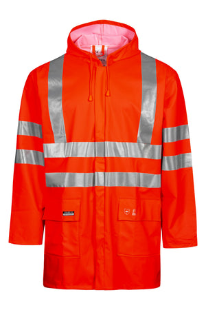 Hi-Vis regnjakke i PU kvalitet - Hi-Vis Rød