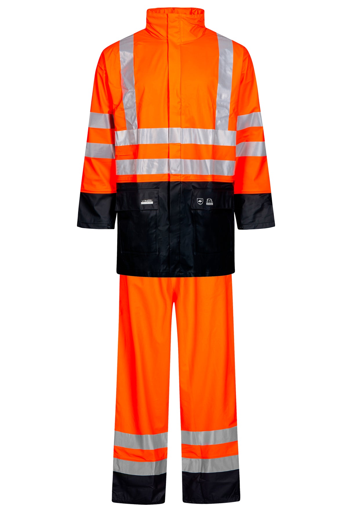 Hi-Vis regnsæt i PU kvalitet - Hi-Vis Orange / Navy