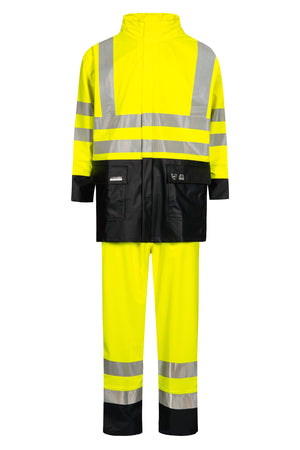 Hi-Vis regnsæt i PU kvalitet - Saturn Gul / Navy