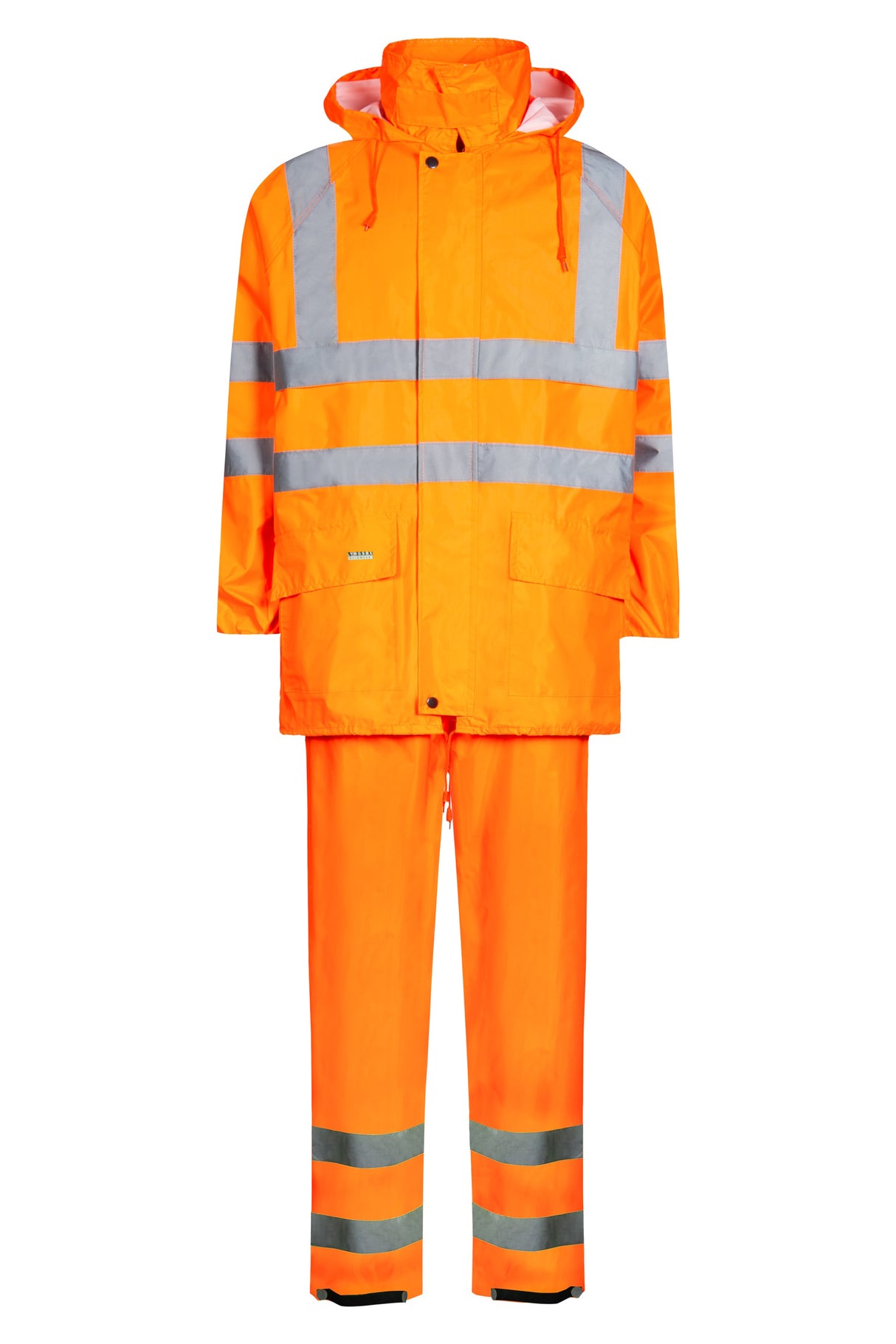 Hi-Vis regnsæt med jakke og bukser i polyester kvalitet - Hi-Vis Orange