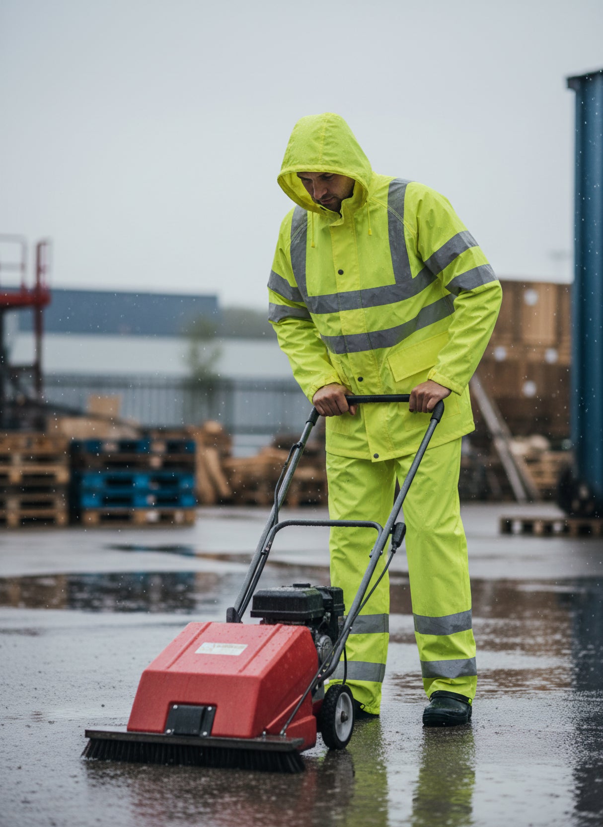 Hi-Vis regnsæt med jakke og bukser i polyester kvalitet - Saturn Gul