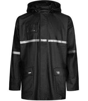 Regnjakke i kraftig PU kvalitet - Sort