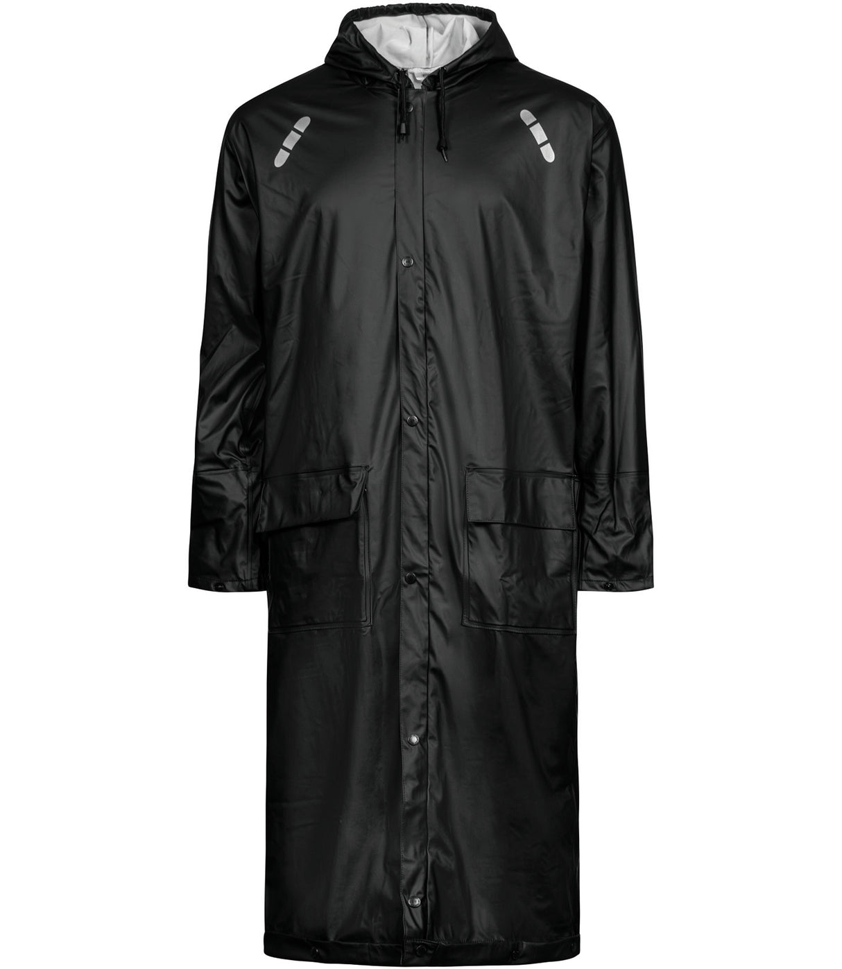 Regnjakke i PU kvalitet, 125 cm lang - Sort