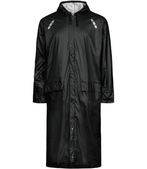 Regnjakke i PU kvalitet, 125 cm lang - Sort