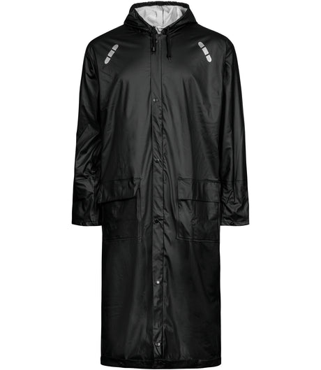 Regnjakke i PU kvalitet, 125 cm lang - Sort