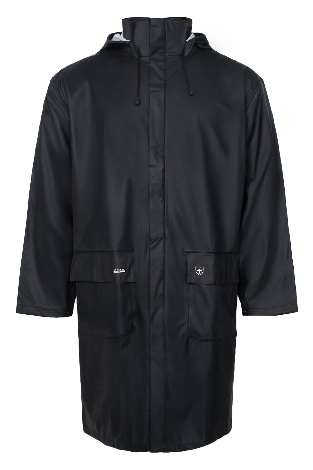 Regnjakke i PU kvalitet, 100 cm lang - Navy