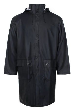 Regnjakke i PU kvalitet, 100 cm lang - Navy