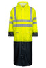 Hi-Vis regnjakke i PU kvalitet, 135 cm lang - Saturn Gul / Navy