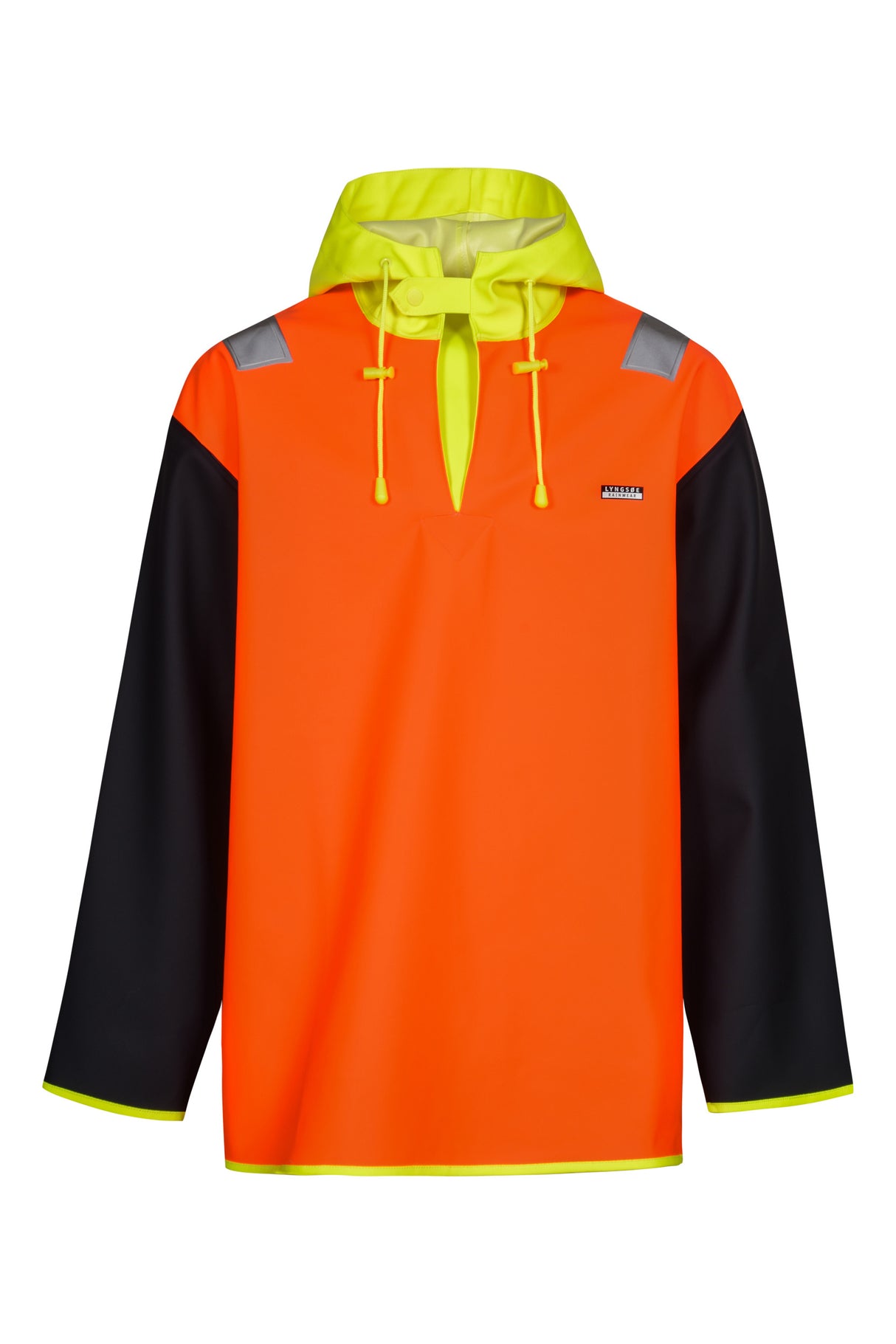 Fiskeanorak i ekstra kraftig PVC kvalitet - Hi-Vis Orange / Navy