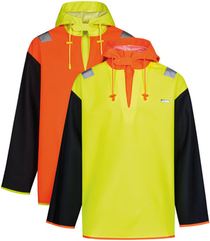 Fiskeanorak i ekstra kraftig PVC kvalitet - Hi-Vis Orange / Navy
