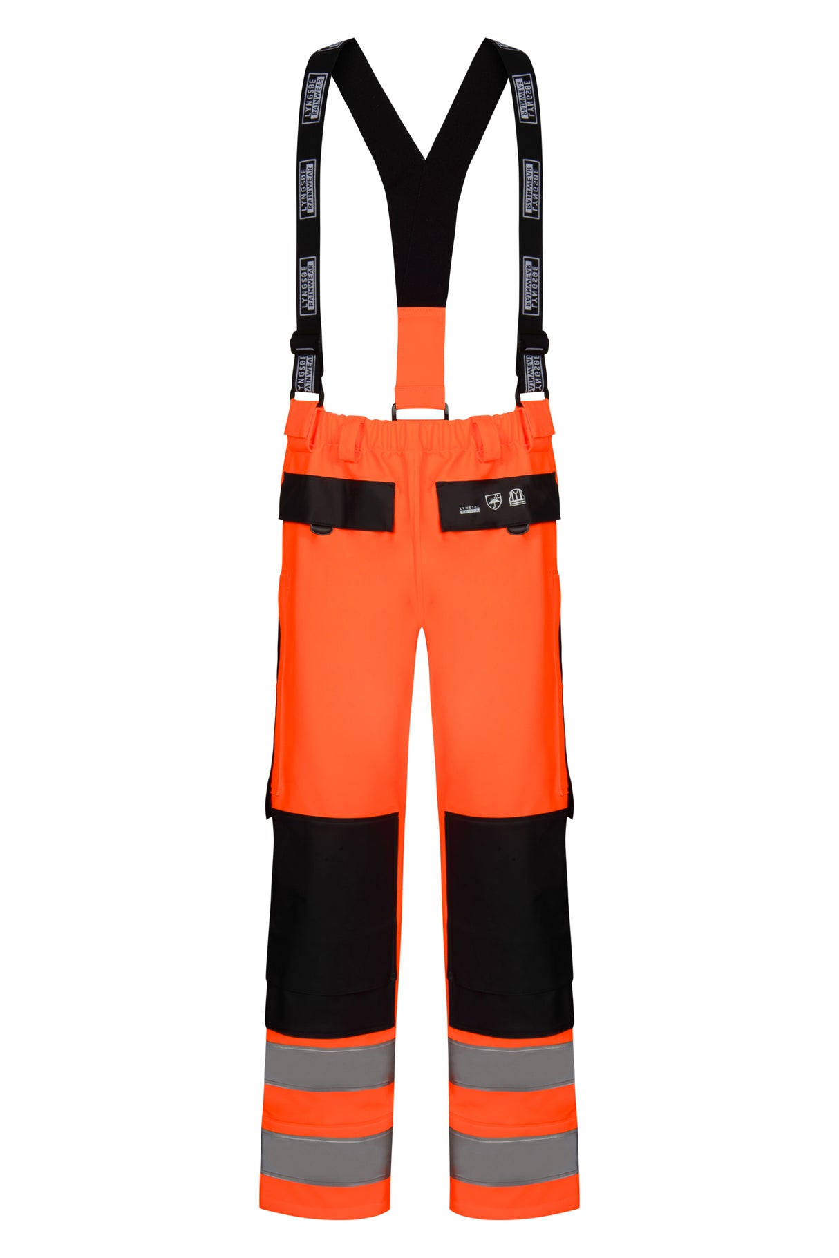 Hi-Vis regnbukser i kraftig PU/PVC kvalitet - Hi-Vis Orange / Navy