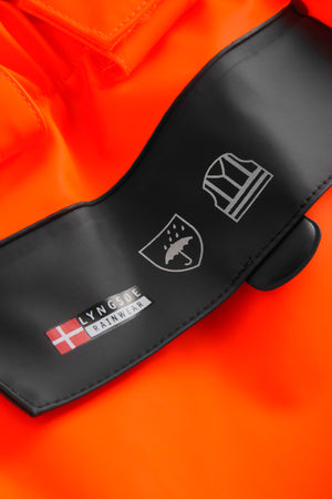 Hi-Vis regnbukser i kraftig PU/PVC kvalitet - Hi-Vis Orange / Navy