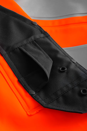 Hi-Vis regnbukser i kraftig PU/PVC kvalitet - Hi-Vis Orange / Navy