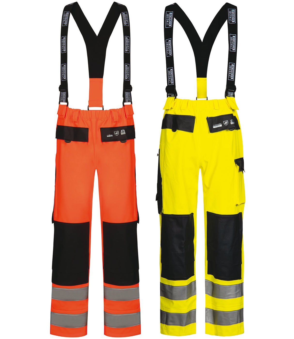 Hi-Vis regnbukser i kraftig PU/PVC kvalitet - Saturn Gul / Navy