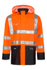 Hi-Vis regnjakke i kraftig PU/PVC kvalitet - Hi-Vis Orange / Navy