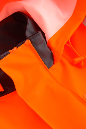 Hi-Vis regnjakke i kraftig PU/PVC kvalitet - Saturn Gul / Navy