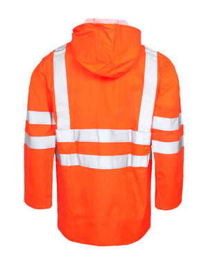 Hi-Vis regnjakke i kraftig PU/PVC kvalitet - Hi-Vis Orange
