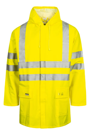 Hi-Vis regnjakke i kraftig PU/PVC kvalitet - Saturn Gul