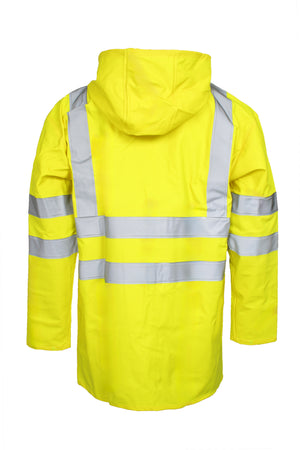 Hi-Vis regnjakke i kraftig PU/PVC kvalitet - Saturn Gul