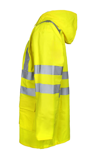 Hi-Vis regnjakke i kraftig PU/PVC kvalitet - Saturn Gul