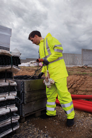 Hi-Vis regnjakke i kraftig PU/PVC kvalitet - Saturn Gul