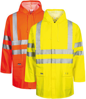 Hi-Vis regnjakke i kraftig PU/PVC kvalitet - Saturn Gul