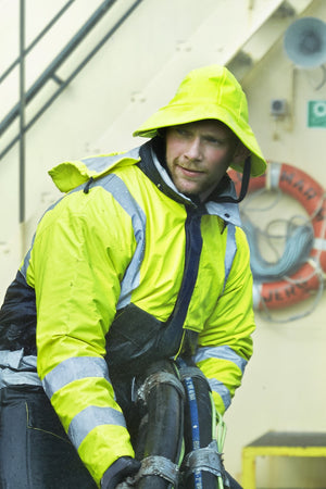 Sydvest med justerbar hagerem og fleece foer - Saturn Gul