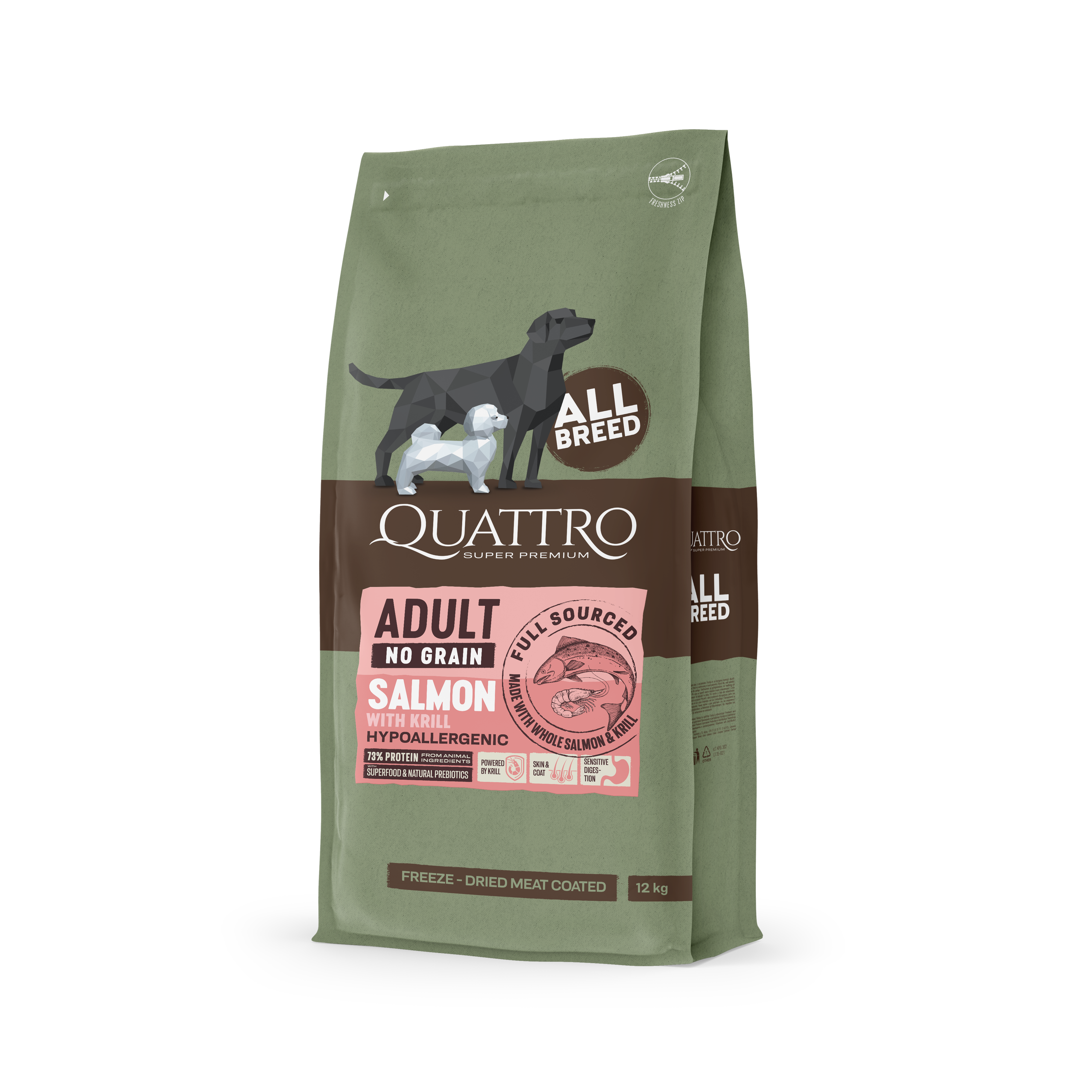 Super premium hundefoder -  kornfri alle racer Adult, laks & Krill