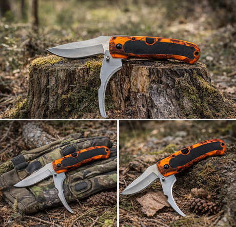 Orange camo kniv 2 blade